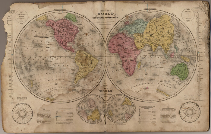 93535, Map of the World on a Globular Projection to illustrate Olney's school geography, General Map Collection
