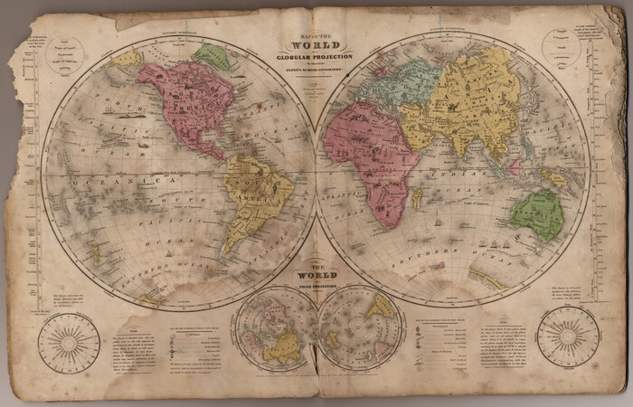 93535, Map of the World on a Globular Projection to illustrate Olney's school geography, General Map Collection