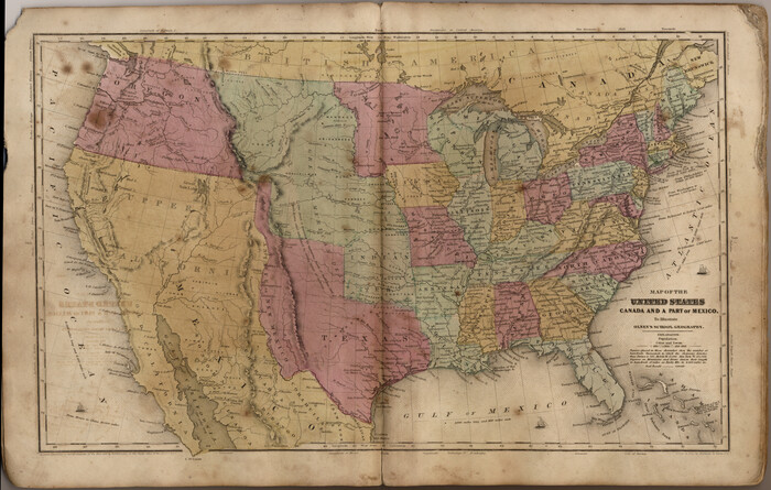 93537, Map of the United States, Canada and a part of Mexico to illustrate Olney's school geography, General Map Collection
