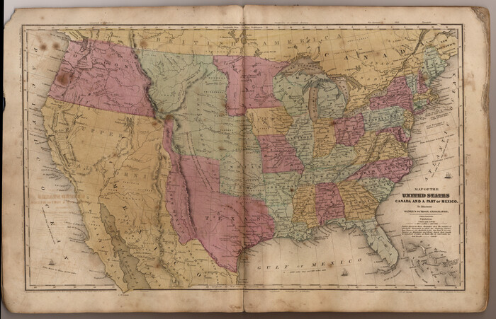 93537, Map of the United States, Canada and a part of Mexico to illustrate Olney's school geography, General Map Collection