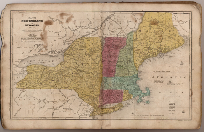 93538, Map of New England and New York to illustrate Olney's school geography, General Map Collection
