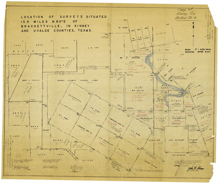 9355, Kinney County Rolled Sketch 16, General Map Collection
