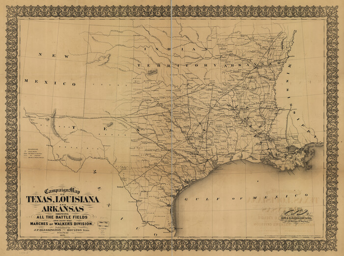 93567, Campaign map of Texas, Louisiana and Arkansas, showing all the battle fields and also the marches of Walker's Division. [1861-65], Library of Congress