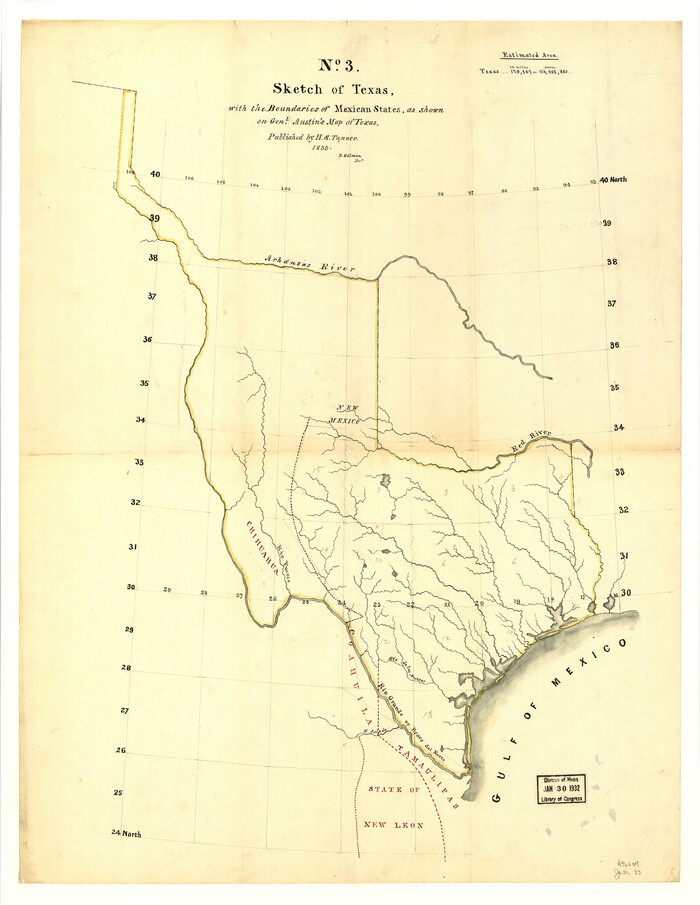 93574, Sketch of Texas with the boundaries of Mexican States as shown on General Austin's map of Texas, Library of Congress