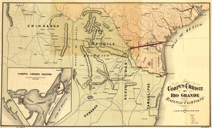 93580, Corpus Christi and Rio Grande Railway Company, [map showing the proposed railroad between Laredo and Corpus Christi and its connections with Mexico], Library of Congress