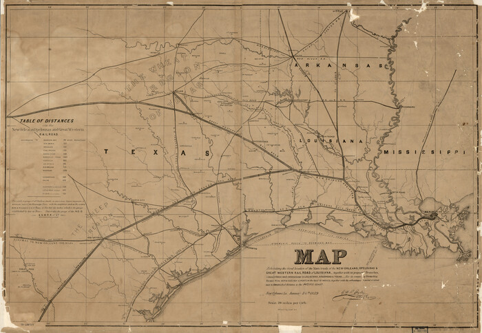 93582, Map exhibiting the fixed location of the main trunk of the New-Orleans, Opelousas & Great Western Railroad of Louisiana…, Library of Congress