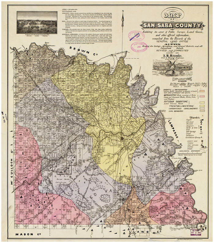 93593, Map of San Saba County : exhibiting the extent of public surveys, land grants, and other official information…, Library of Congress