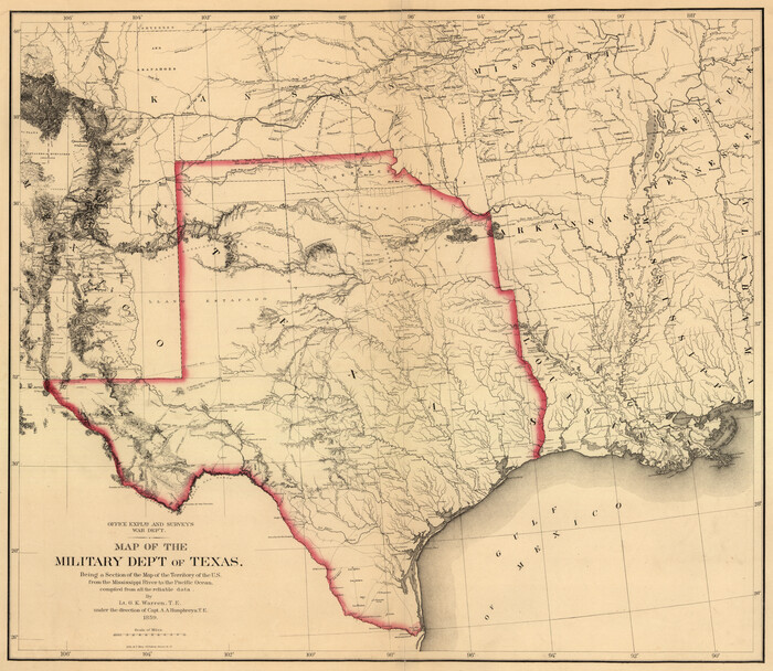 93596, Map of the military dep't of Texas : being a section of the map of the territory of the U.S. from the Mississippi River to the Pacific Ocean, Library of Congress