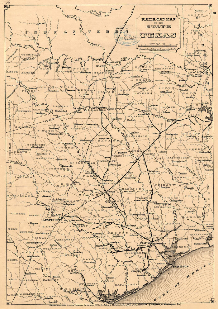 93599, Railroad map of the state of Texas / compiled and engraved expressly for the American railroad manual., Library of Congress