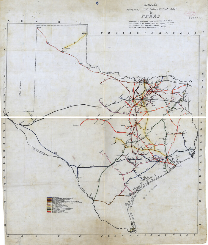 93600, Bissell's railway junction point map of Texas / especially designed and adapted for the computation of shortline distances in the application of freight rates promulgated by the Railroad Commission of Texas., Library of Congress