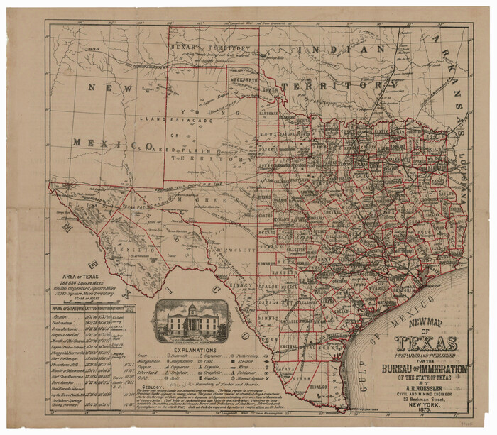 93625, New Map of Texas prepared and published for the Bureau of Immigration of the State of Texas, General Map Collection