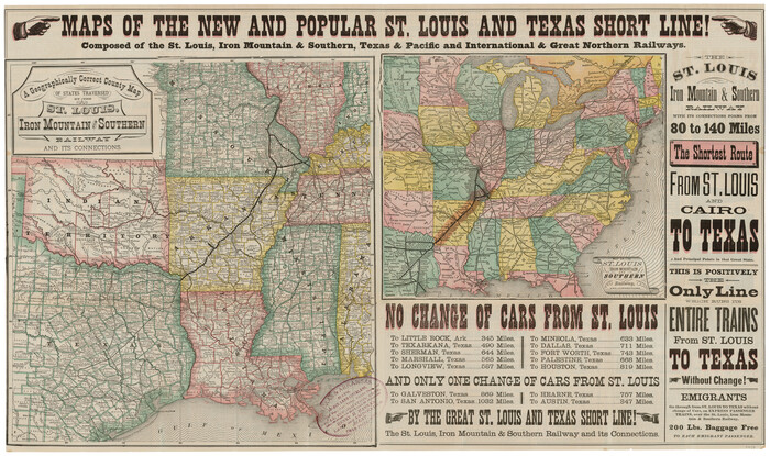 93638, Maps of the new and popular St. Louis and Texas Short Line composed of the St. Louis, Iron Mountain & Southern, Texas & Pacific and International & Great Northern Railways, General Map Collection