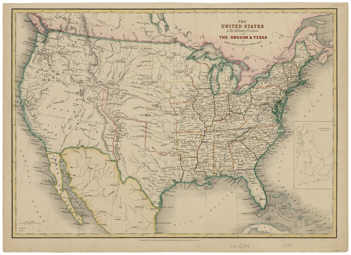 93666, The United States and the Relative Position of the Oregon and Texas, General Map Collection
