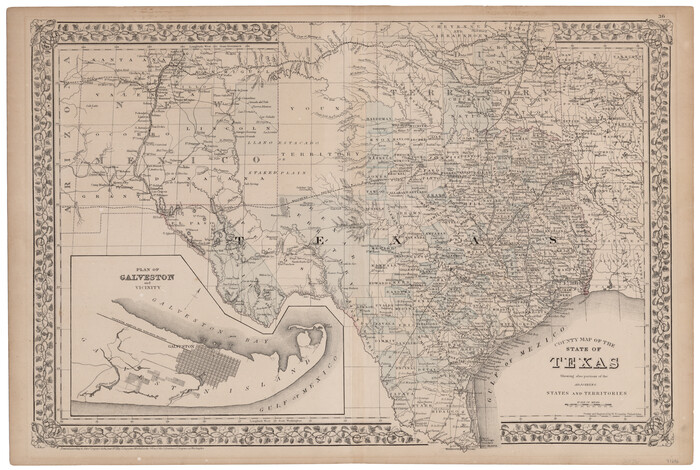 93696, County Map of the State of Texas Showing also portions of the Adjoining States and Territories (Inset: Plan of Galveston and  Vicinity), General Map Collection