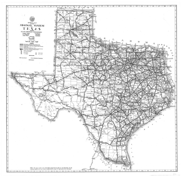 93721, Official Map of the Highway System of Texas, General Map Collection