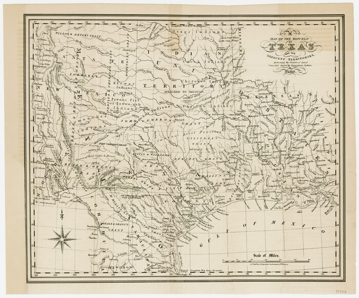 93752, A Map of the Republic of Texas and the adjacent territories, indicating the grants of land conceded under the empresario system of Mexico, General Map Collection