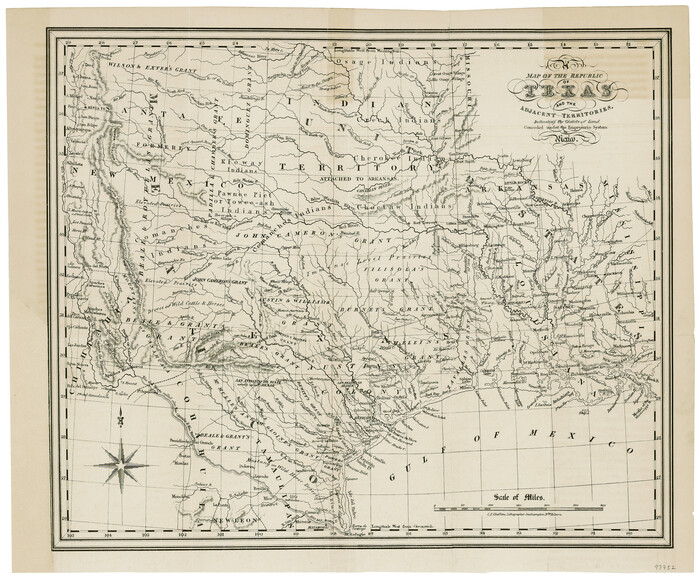 93752, A Map of the Republic of Texas and the adjacent territories, indicating the grants of land conceded under the empresario system of Mexico, General Map Collection