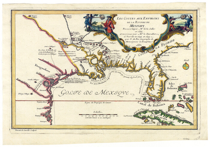 93756, Les costes aux environs de la Riviere de Misisipi decouvertes par M. de la Salle en 1683 et reconnues par M. le Chevallier d'Iberville en 1698 et 1699, General Map Collection