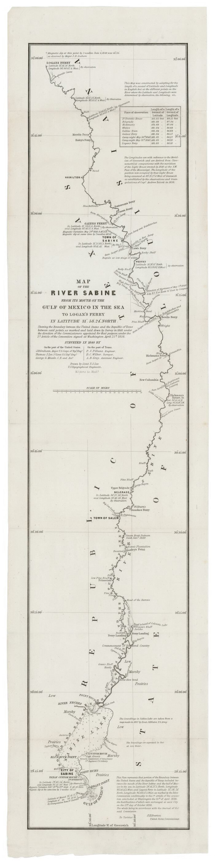 93767, Map of the River Sabine from its mouth on the Gulf of Mexico in the sea to Logan's Ferry, Rees-Jones Digital Map Collection