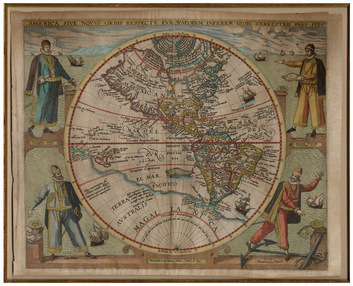 93809, America sive novvs orbis respectv evropaeorvm inferior globi terrestris pars 1596, Holcomb Digital Map Collection