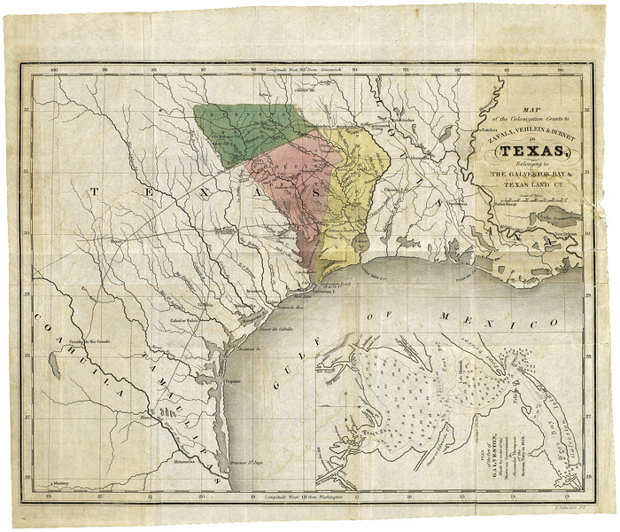 93851, Map of the Colonization Grants to Zavala, Vehlein & Burnet in Texas, belonging to the Galveston Bay & Texas Land Co., Holcomb Digital Map Collection
