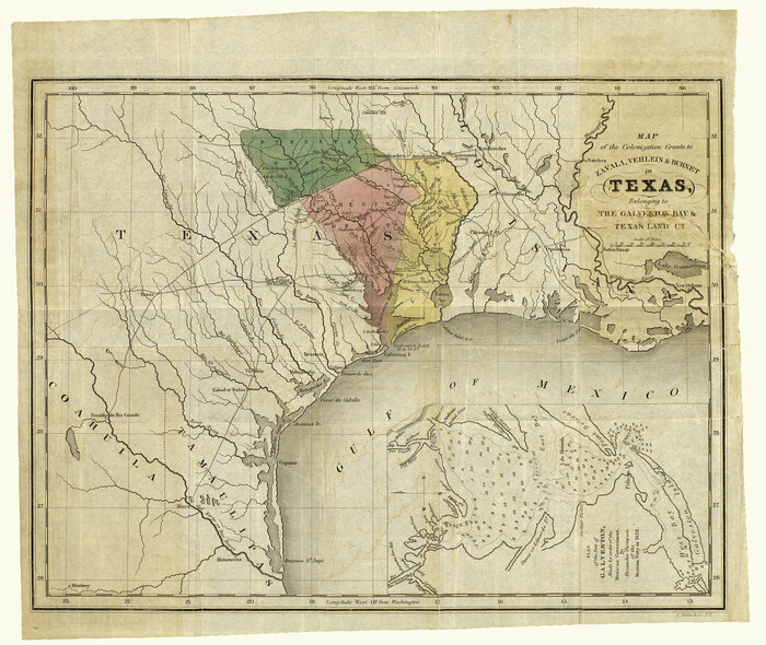 93851, Map of the Colonization Grants to Zavala, Vehlein & Burnet in Texas, belonging to the Galveston Bay & Texas Land Co., Holcomb Digital Map Collection