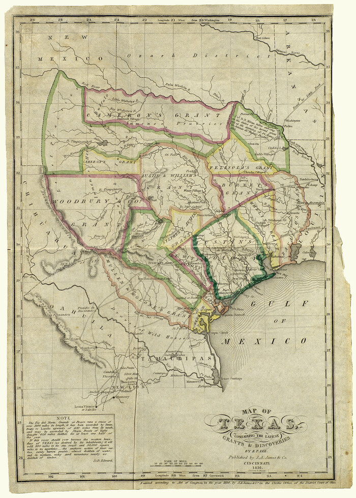 93855, Map of Texas containing the latest Grants and Discoveries, Holcomb Digital Map Collection