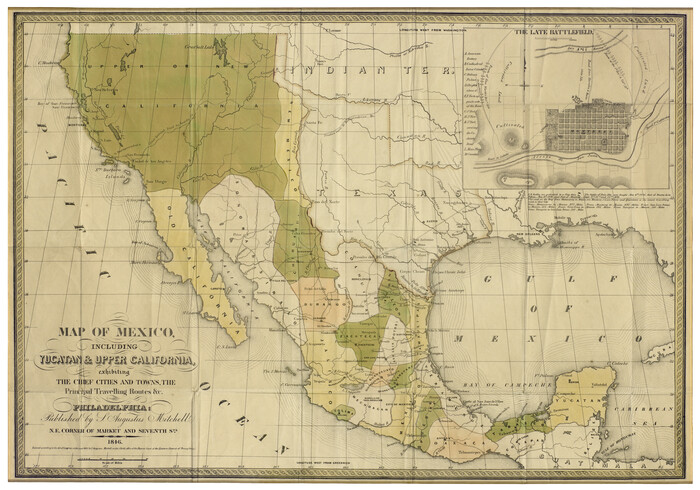 93871, Map of Mexico, including Yucatan & Upper California, exhibiting the chief cities and towns, the principal travelling routes &c., Holcomb Digital Map Collection
