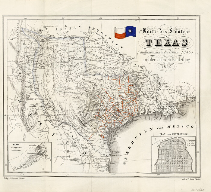 93880, Karte des Staates Texas (aufgenommen in die Union 1846) nach der neuesten Eintheilung, Holcomb Map Collection
