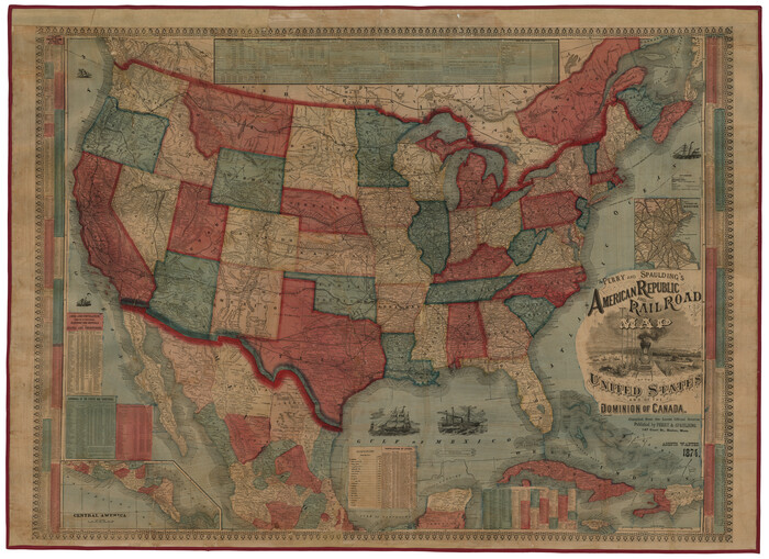 93913, Perry and Spaulding's American Republic and Railroad Map of the United States and of the Dominion of Canada, Holcomb Digital Map Collection