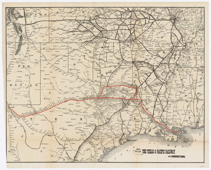 93958, Map of the Texas & Pacific Railway and connections, Texana Foundation Collection