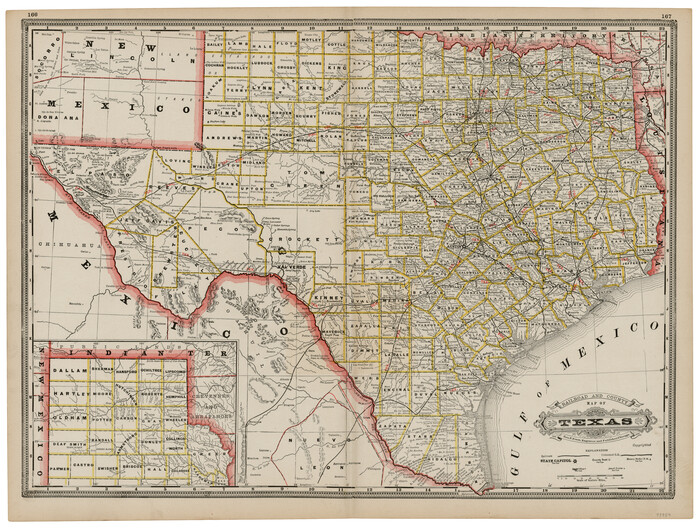 93959, Railroad and County Map of Texas, Texana Foundation Collection
