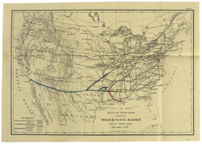 93960, Map of the United States showing the Texas & Pacific Railway and its connections, Texana Foundation Collection