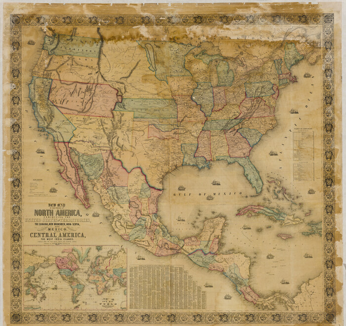 93968, New Map of that portion of North America, exhibiting the United States and Territories, the Canadas, New Brunswick, Nova Scotia and Mexico, also Central America and the West India Islands compiled from the most recent surveys and authentic sources, General Map Collection