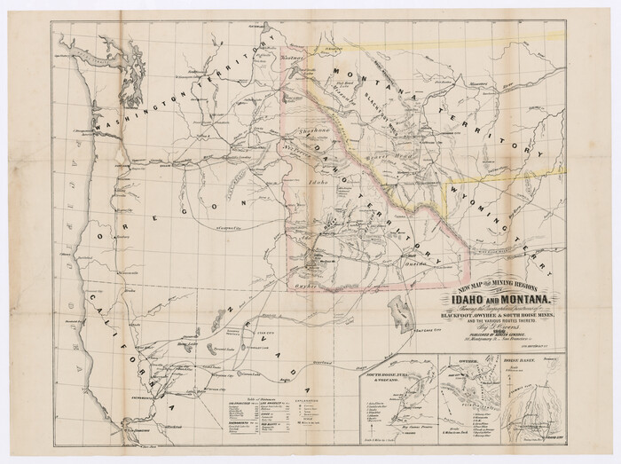 93991, New Map of the Mining Regions of Idaho and Montana showing the geographical positions of the Blackfoot, Owyhee & South Boise Mines and the various routes thereto, Rees-Jones Digital Map Collection