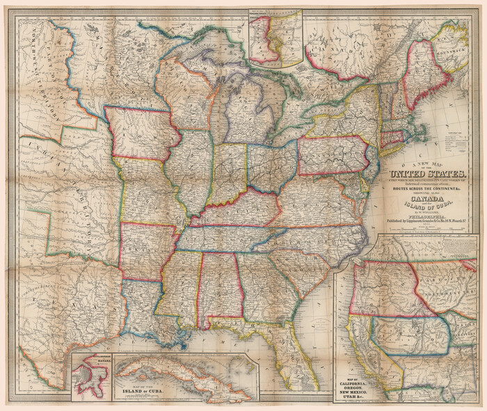 93996, A New Map of the United States upon which are delineated its vast works of internal communication, routes across the continent &c. showing also Canada and the Island of Cuba, Rees-Jones Digital Map Collection