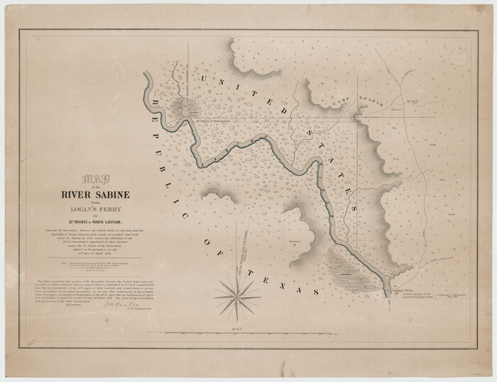 94002, Map of the River Sabine from Logan's Ferry to 32nd degree of North Latitude, General Map Collection
