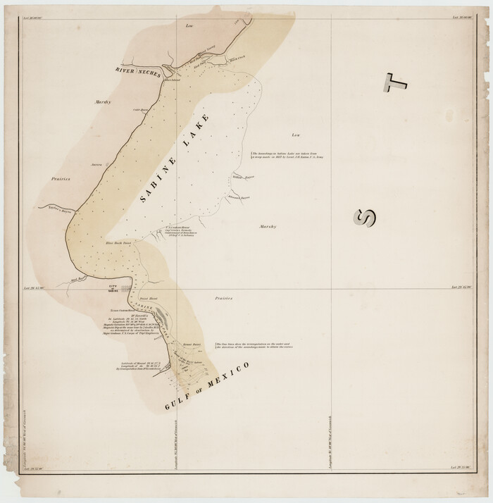 94005, [Map of the River Sabine from its mouth on the Gulf of Mexico in the sea to Logan's Ferry in Latitude 31° 58' 24" North], General Map Collection
