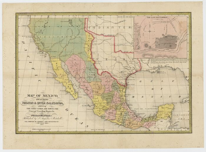 94017, Map of Mexico, including Yucatan & Upper California exhibiting the chief cities and towns, the principal travelling routes &c., General Map Collection