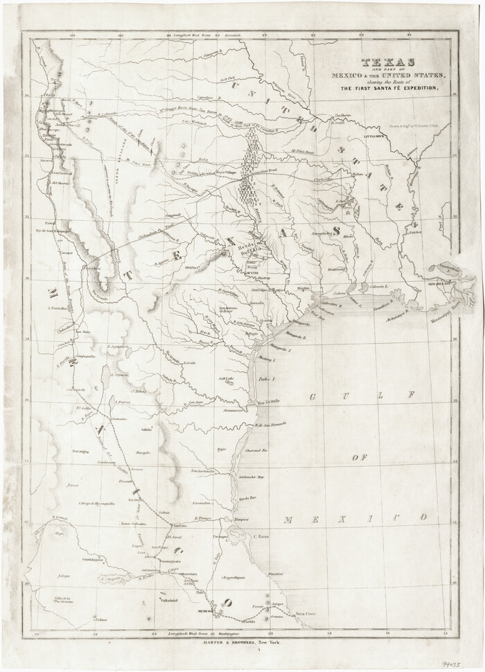 94035, Texas and part of Mexico & the United States, showing the route of the first Santa Fe Expedition, General Map Collection