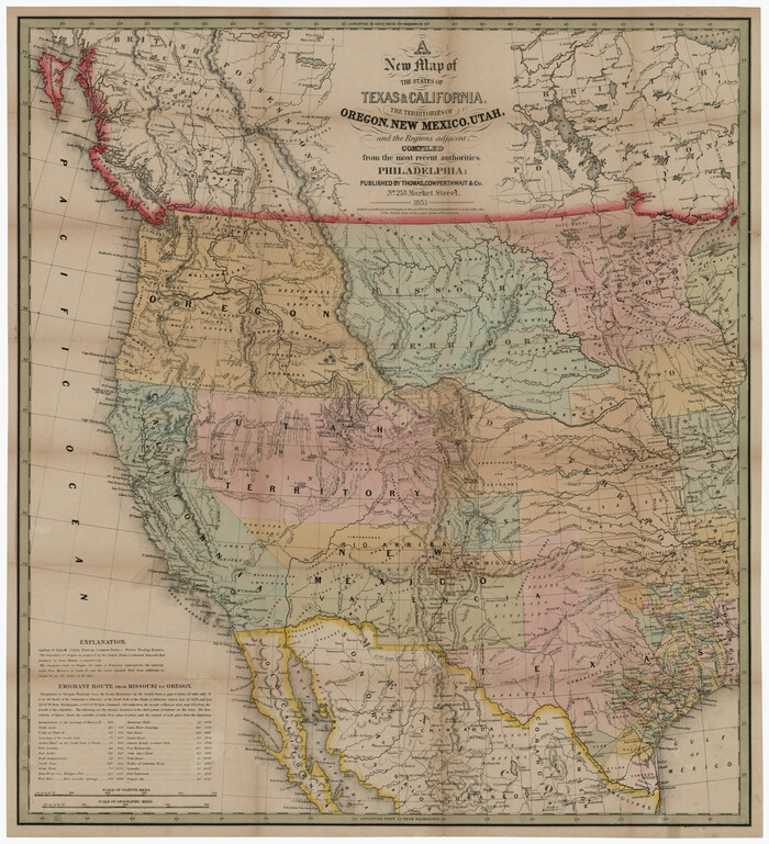94051, A new map of the states of Texas & California, the territories of Oregon, New Mexico, Utah, and the regions adjacent: compiled from the most recent authorities, Rees-Jones Digital Map Collection