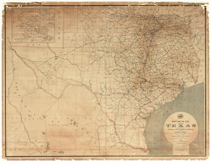 94080, Post Route Map of the State of Texas with adjacent parts of Louisiana, Arkansas, Indian Territory, and of the Republic of Mexico showing post offices with the intermediate and mail routes in operation on the 1st of December, 1892, General Map Collection