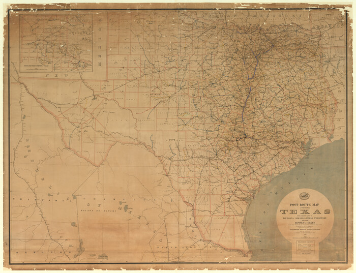 94080, Post Route Map of the State of Texas with adjacent parts of Louisiana, Arkansas, Indian Territory, and of the Republic of Mexico showing post offices with the intermediate and mail routes in operation on the 1st of December, 1892, General Map Collection