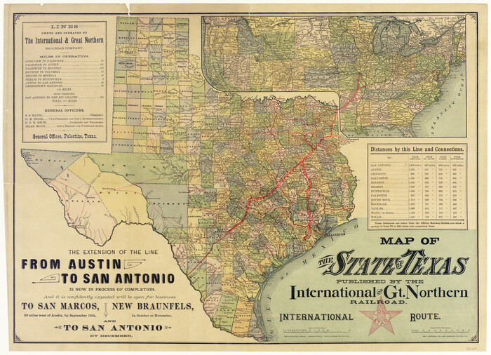 94092, Map of the State of Texas published by the International and Gt. Northern Railroad, General Map Collection