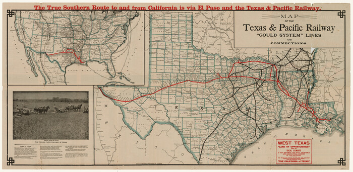 94102, Map of the Texas & Pacific Railway "Gould System" Lines and Connections, General Map Collection
