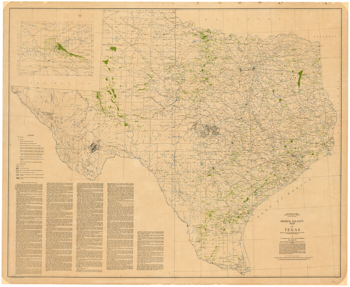 94140, Mineral Locality Map of Texas Showing Occurances of Useful Minerals, Rocks, Oil and Gas, and Other Geologic Substances, General Map Collection