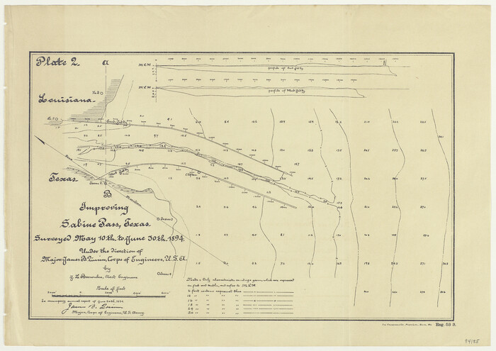 94155, Improving Sabine Pass, Texas. Surveyed May 10th to June 30th, 1894 under the direction of Major James B. Quinn, Corps of Engineers, USA, General Map Collection