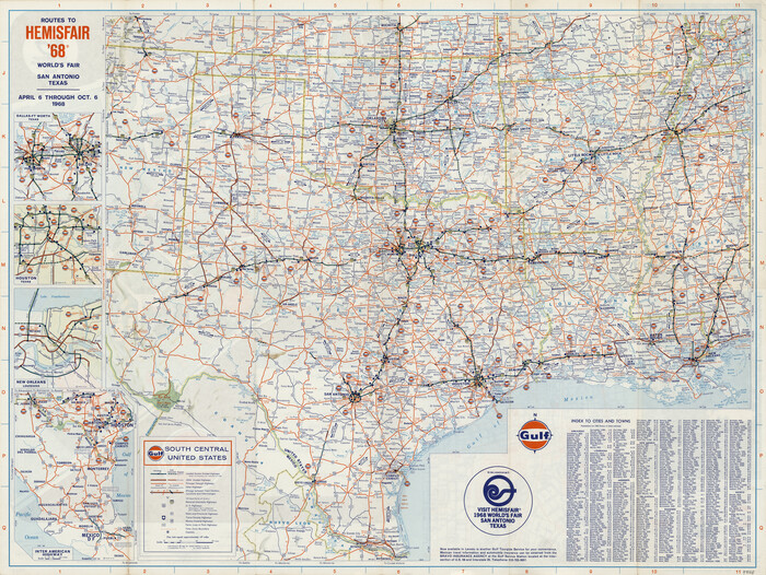 94168, Routes to HemisFair '68 : World's Fair, San Antonio, Texas, April 6 through Oct. 6, 1968 [Recto], General Map Collection

