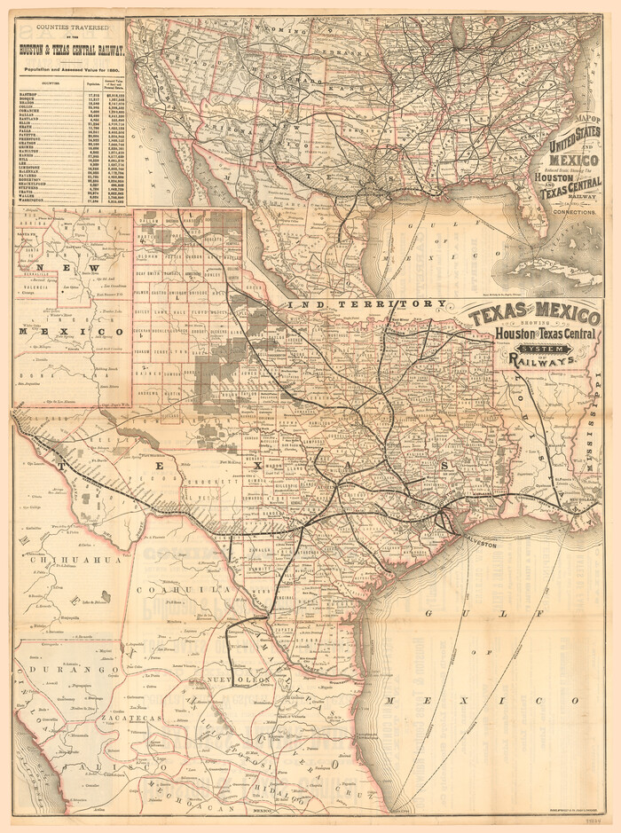 94274, Texas and Mexico showing Houston and Texas Central System of Railways, General Map Collection