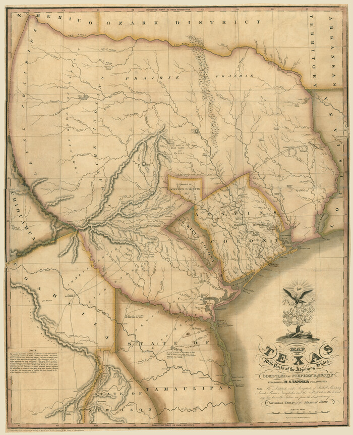 94440, Map of Texas with parts of the Adjoining States, Holcomb Map Collection
